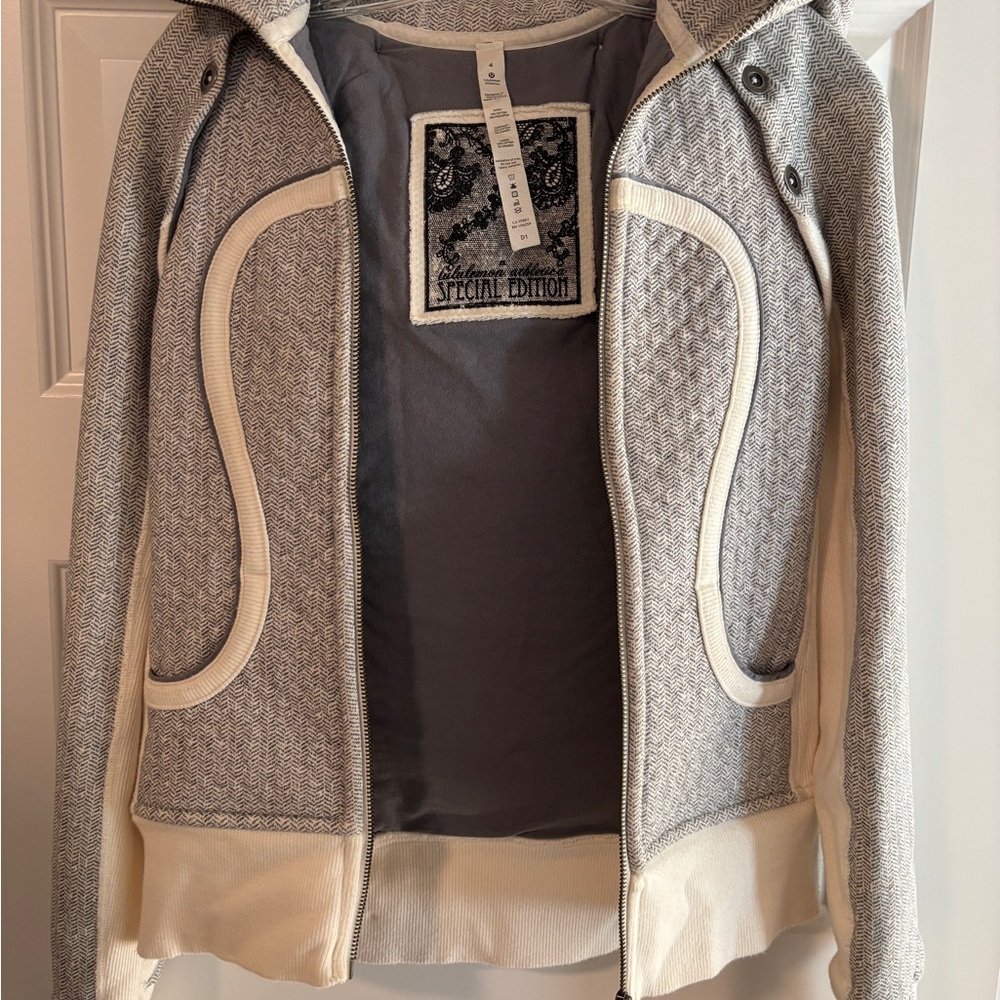 lululemon athletica Gray and Cream Zip Bomber Jacket